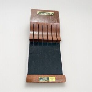 Town & Country Wall Mounted Walnut Wood Knife Holder Rack 6 Slot Brown/Black